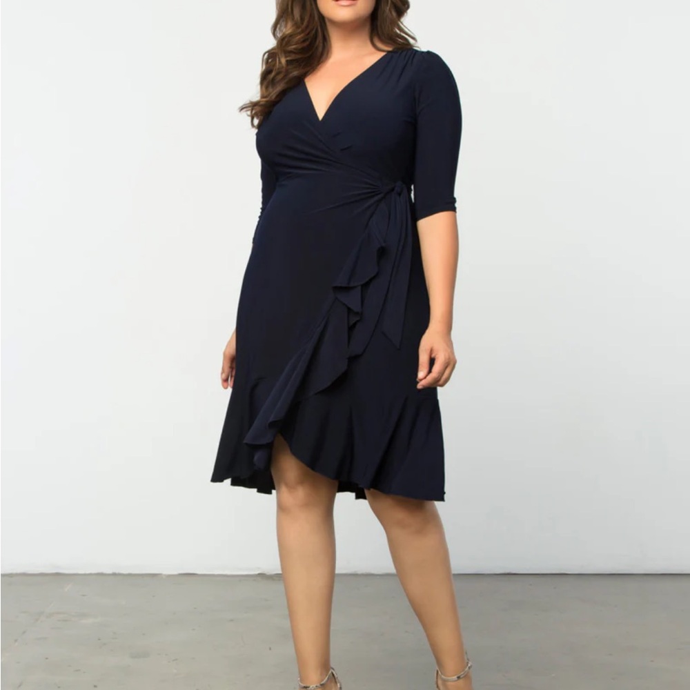 Navy whimsy wrap dress